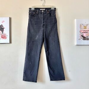 Levi's Ribcage Straight Ankle 26x26 High Rise Jeans Dark Gray Women’s